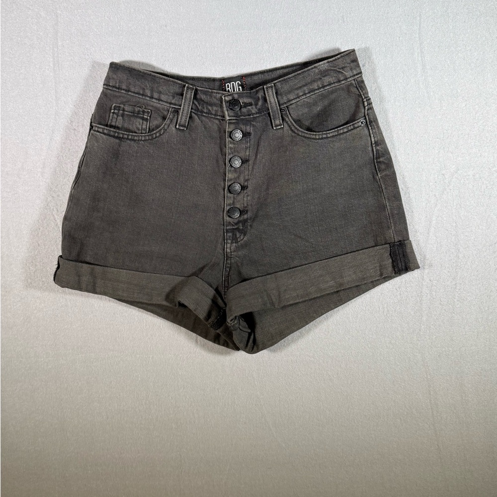 BDG Urban Outfitters Mom High Rise Denim Jean Shorts Black Wash Cuffed Size 28